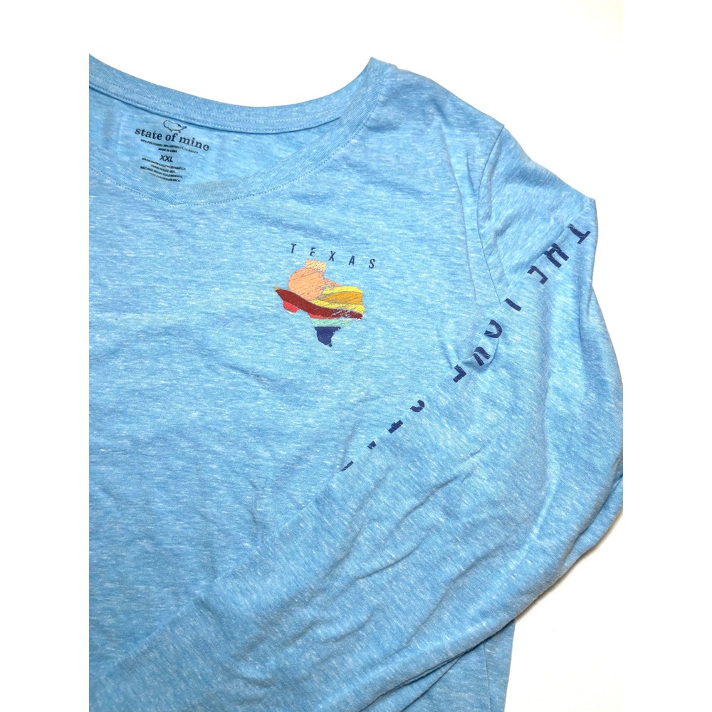 State of Mine Texas The Lone Star State Blue Long Sleeve V-Neck Tee XXL 0413TX